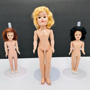 Lot of 3 Vintage Hard Plastic Doll Sleepy Eyes 1950’s Nude 10” 7”